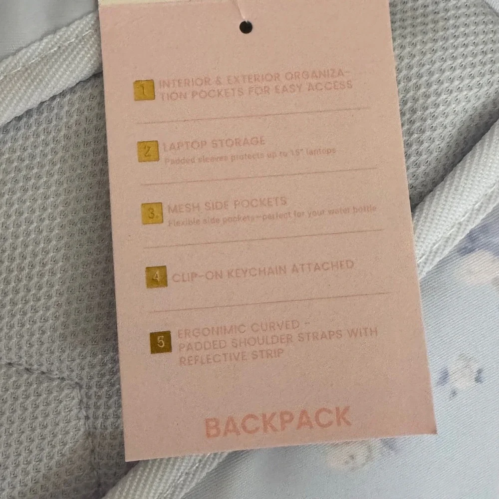 LoveShackFancy x Target Backpack Quilted Floral Bow Rosettes Ditsy Breezy Blue